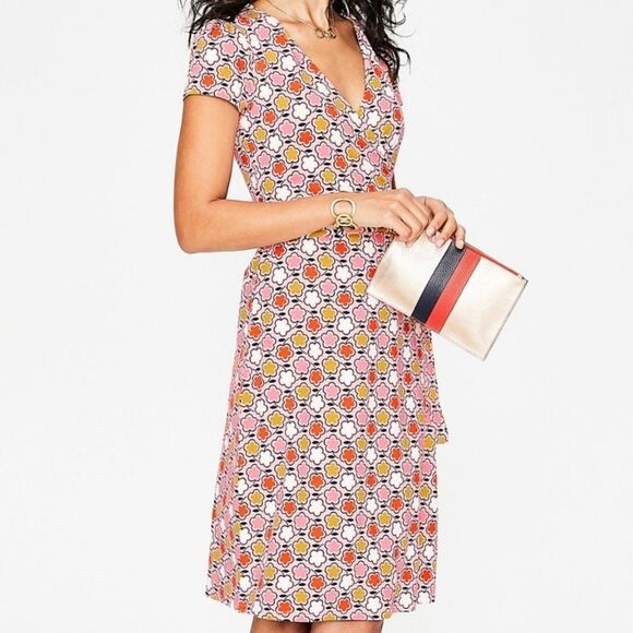 NWT Boden Joanna Cap Sleeve Wrap Floral Dress Size 14 L - Picture 9 of 9